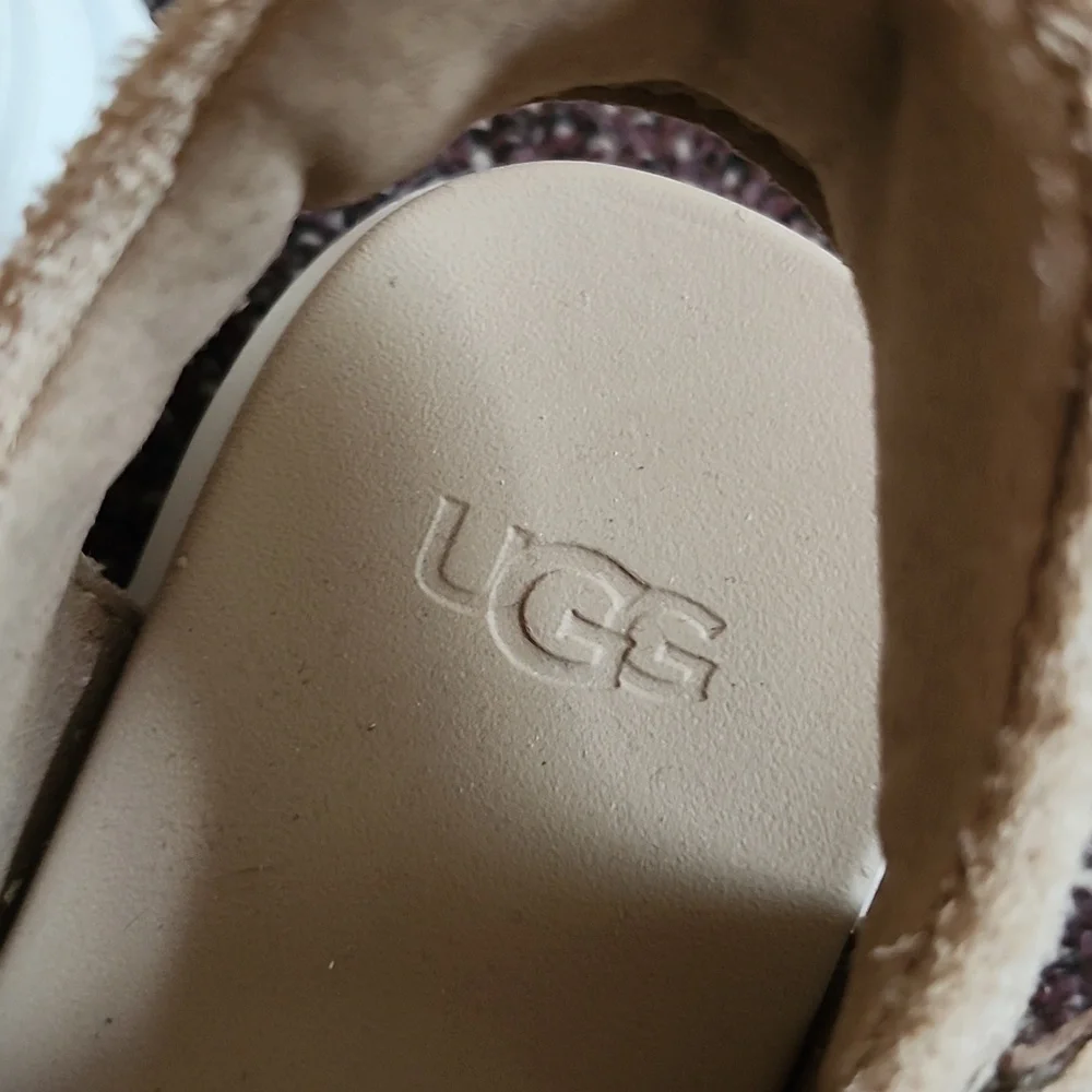 UGG White and Tan Sandals with Padded Straps - Picture 9 of 11
